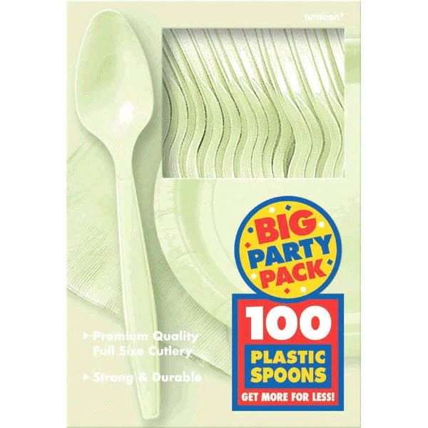 Big Party Pack Leaf Green Plastic Spoons, 100ct
