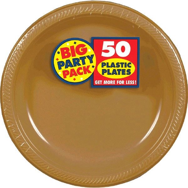 Big Party Pack Gold Plastic Plates, 7" - 50ct