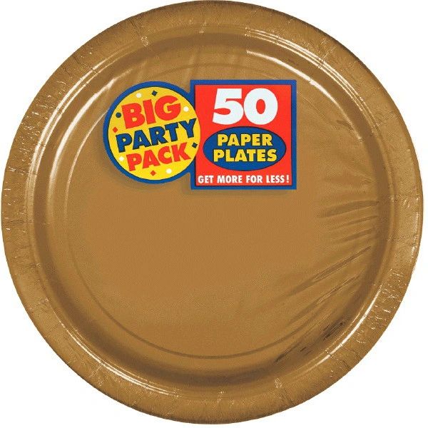 Big Party Pack Gold Dessert Paper Plates, 7" - 50ct