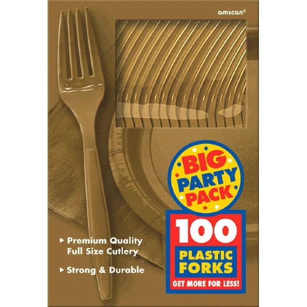 Big Party Pack Gold Plastic Forks, 100ct