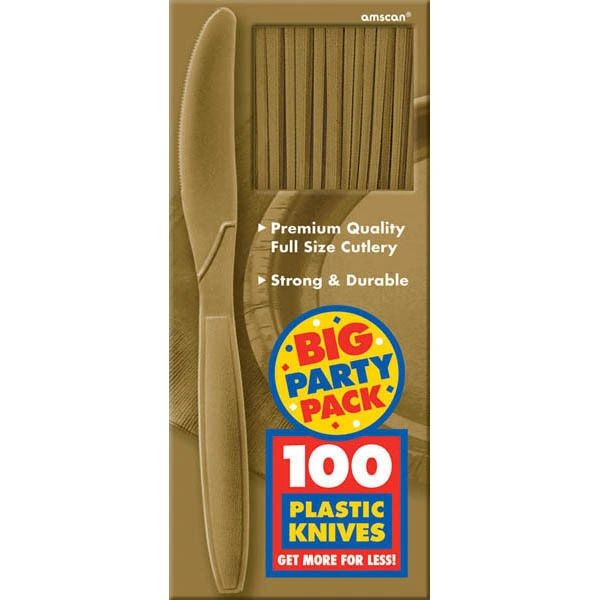 Big Party Pack Gold Plastic Knives, 100ct