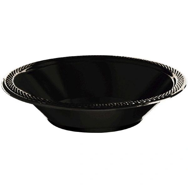 Jet Black Plastic Bowls, 12oz - 20ct