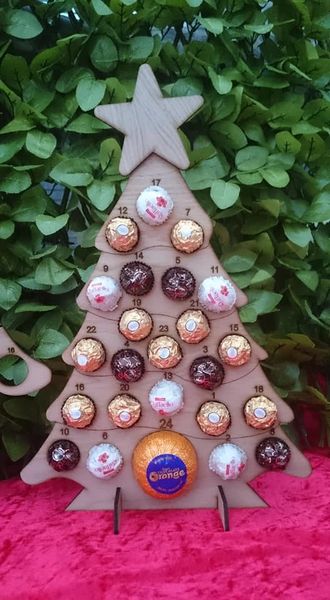 Wooden Ferrero Rocher & chocolate orange advent calendar advent tree  alternative advent calendar | L&H Lasercrafts laser cut engraved wedding  occasion birthday gift