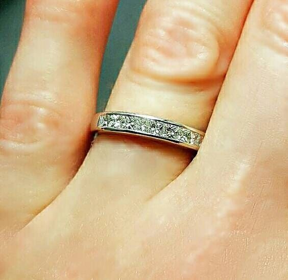 Platinum Princess Cut Diamond Band style Ring
