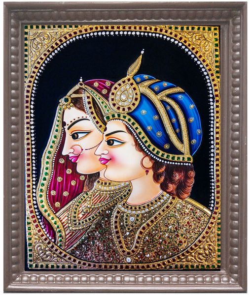 Couple Portrait Tanjore Painting