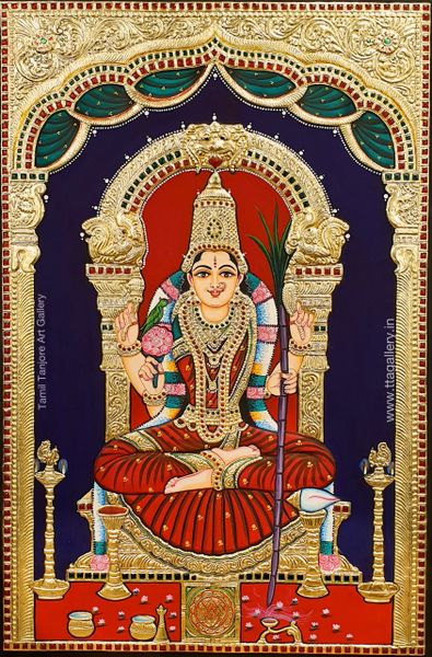 Kamatchi Amman Curtain Tanjore Painting