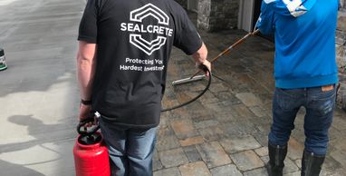 Applying concrete and paver penetrating sealer