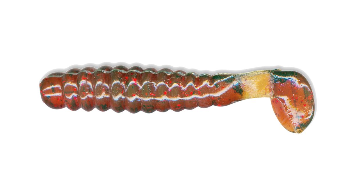 1 1/2" Crappie/Panfish Grub Motor Oil Red Glitter CSG13