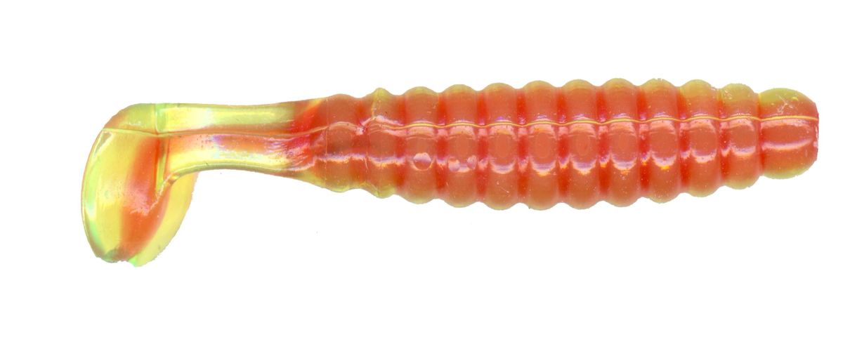 1 1/2" Crappie/Panfish Grub Chartreuse/Red Core CSGC89