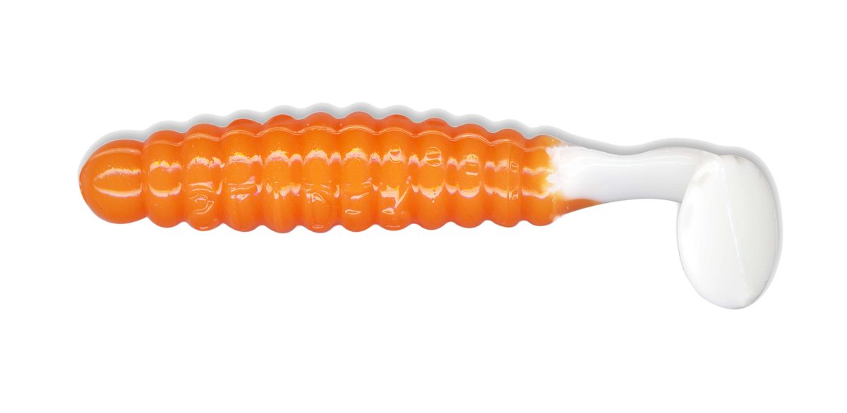 1 1/2" Crappie/Panfish Grub Orange/White Tail CSGF134