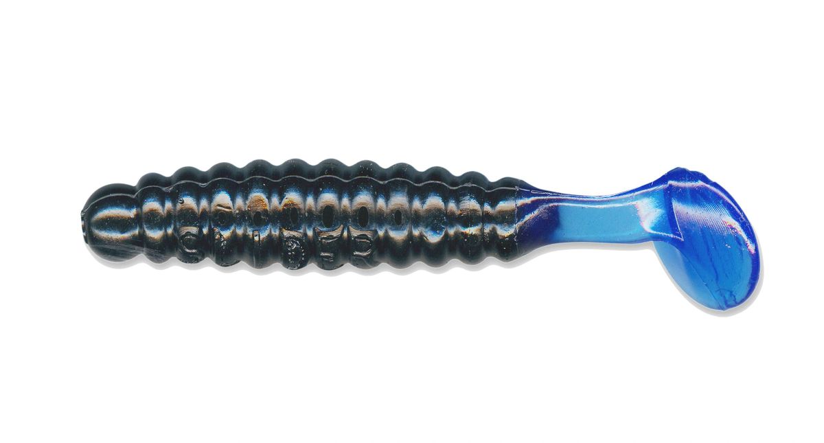 1 1/2" Crappie/Panfish Grub Black/Blue Tail CSGF16