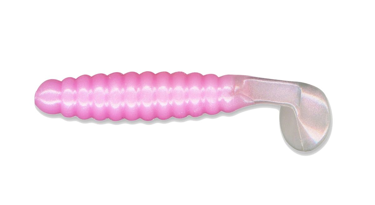 1 1/2" Crappie/Panfish Grub Pink/Pearl Tail CSGF3