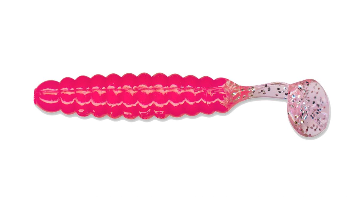 1 1/2" Crappie/Panfish Grub Hot Pink/Silver Glitter CSGF30