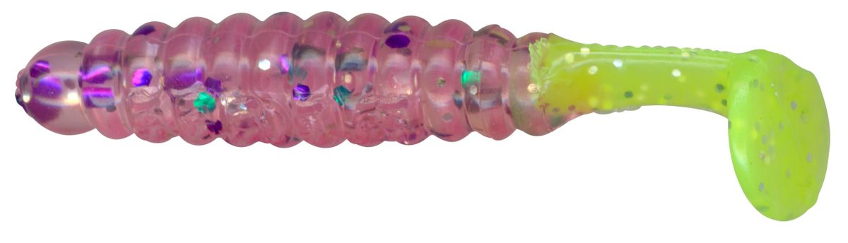 1 1/2" Crappie/Panfish Grub Cotton Candy/Chartreuse Tail CSGF368