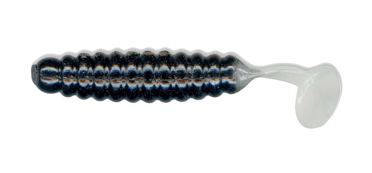 1 1/2" Crappie/Panfish Grub Black/Glo Tail CSGFGLO
