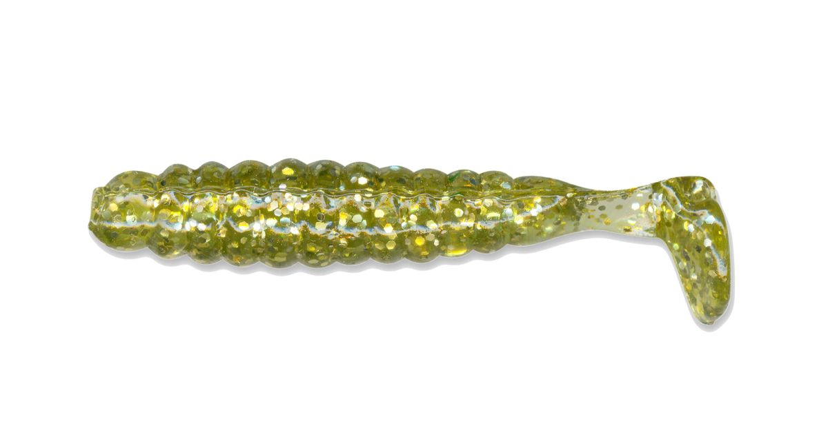 1 1/2" Crappie/Panfish Grub Green Gold Glitter CSGG8