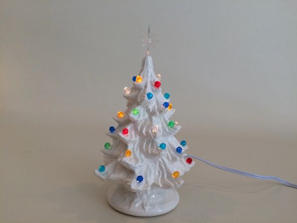 8 Inch Small White Christmas Tree Clay Forge