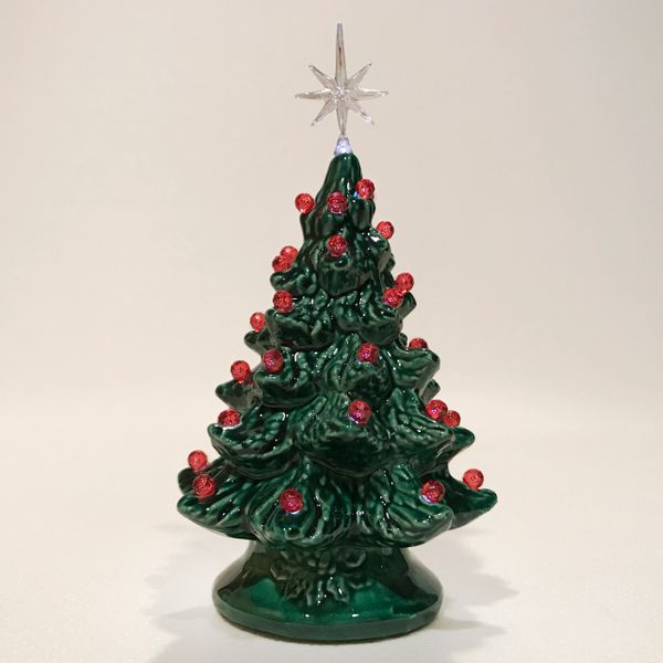 6" Green with Ruby Red Lights - Extra Small Christmas Tree