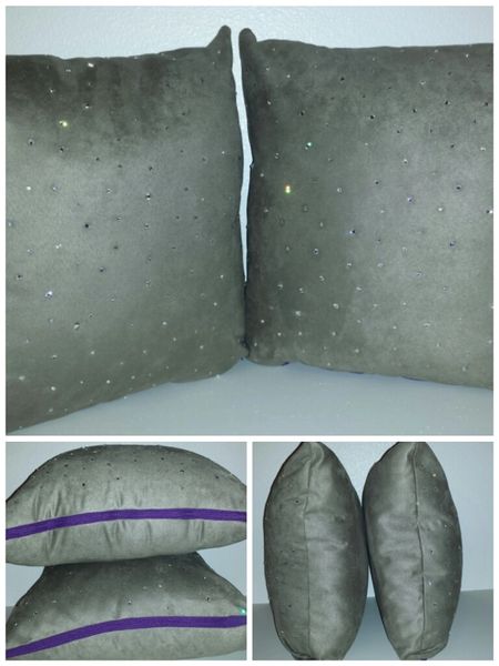 Gray Swarovski Crystal Throw Pillows!