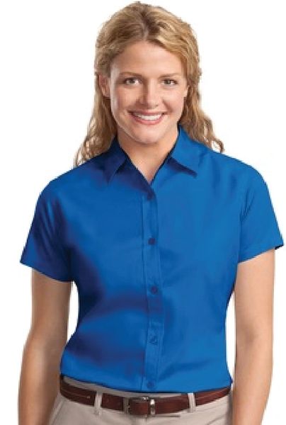 L508 Ladies Short Sleeve Dress Shirt w/ NB logo