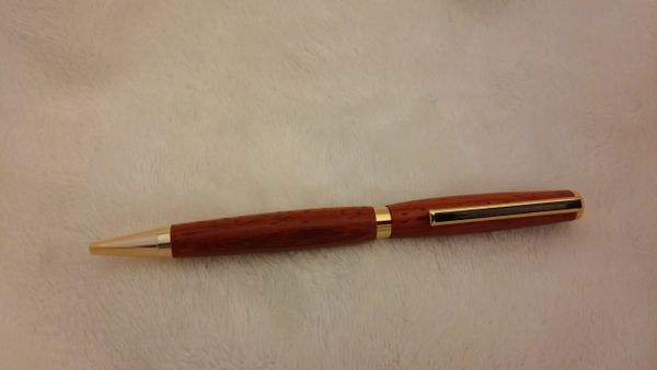 Pen - Slim Twist African Bloodwood Gold