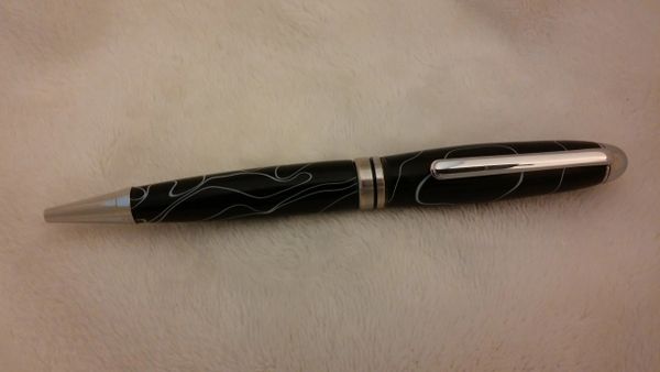 Pen - European Twist Black Acrylic 1 Silver