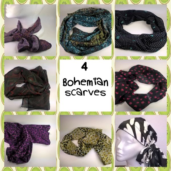 4 Bohemian Scarves (Styles vary)