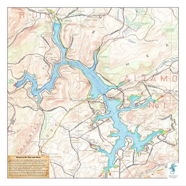 Deep Creek Lake - Then and Now Map | Narrows Hill LLC maps of Garrett ...