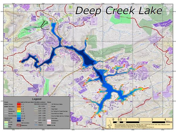 Deep Creek Lake Wall Map Narrows Hill LLC Maps Of Garrett County And   Rs=w 600,h 600