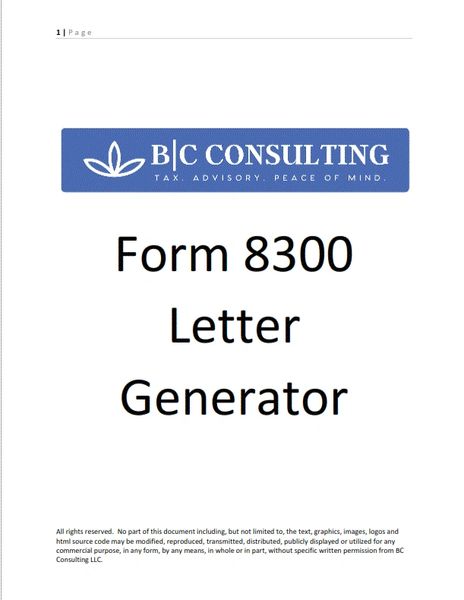 Form 8300 Letter To Customer