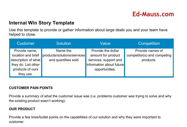Internal Win Story Content Template