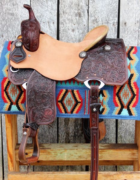 Custom Aztec Tooled Barrel Saddle – WhinneyWear