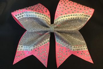 Cheerleading Training Glitter Bow Team Colours Rhinestone Crystals Diamante