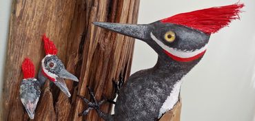 Woodpecker, handmade, vermont art, birds, home decor, wall art, gift, bird sculpture, pileated