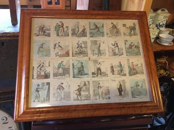Trades and professions print in tiger maple frame