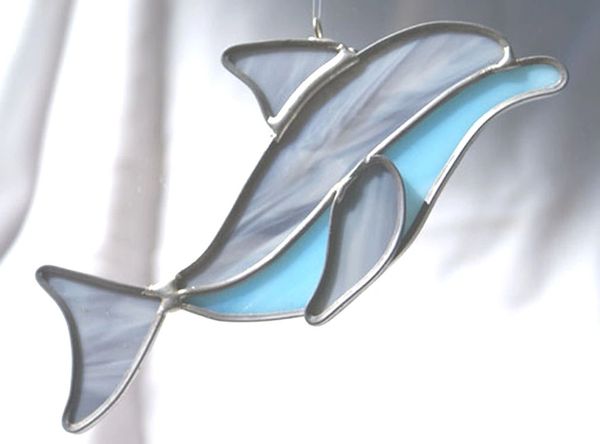 Dolphin Stained Glass Suncatcher