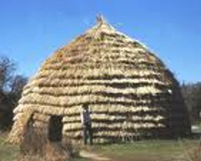 Conical hut made of grasses