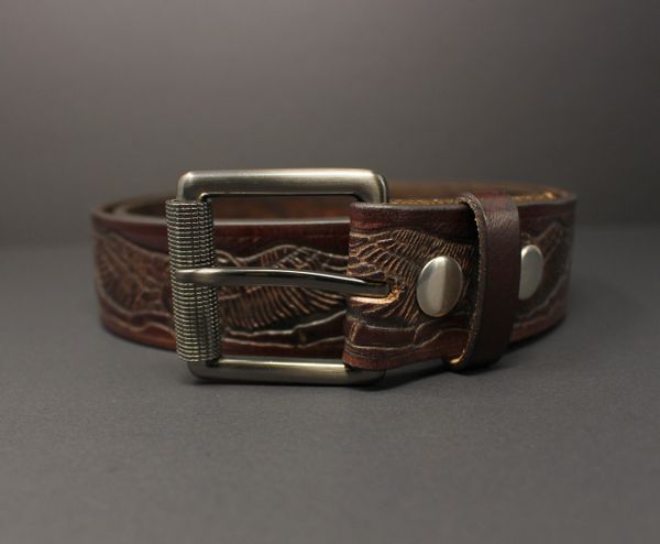 BI333 BROWN EAGLE - 100% HORSE HIDE FULL-GRAIN LEATHER BELT | Black ...