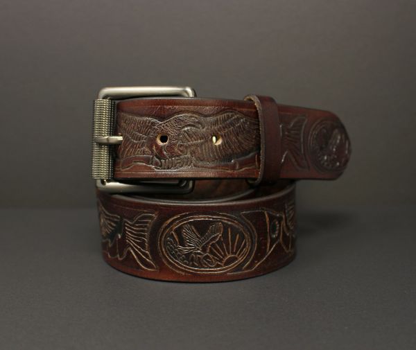 BI333 BROWN EAGLE - 100% HORSE HIDE FULL-GRAIN LEATHER BELT | Black ...