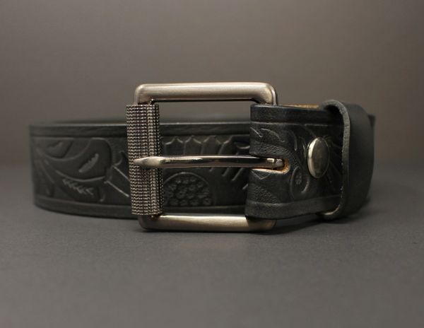 BI391 BLACK - 100% HORSE HIDE FULL-GRAIN LEATHER BELT | Black Iron Canada