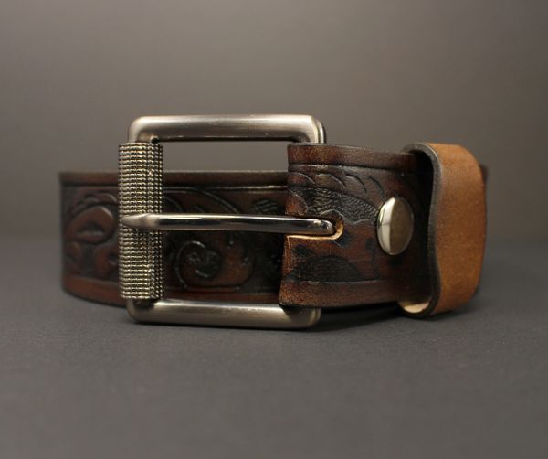 BI391 BROWN- 100% HORSE HIDE FULL-GRAIN LEATHER BELT | Black Iron Canada