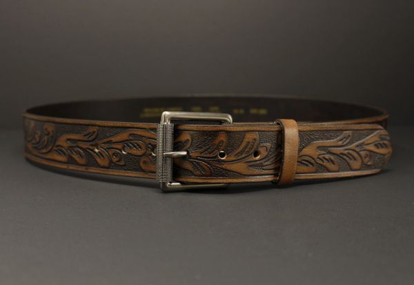 BI390 BROWN - 100% HORSE HIDE FULL-GRAIN LEATHER BELT | Black Iron Canada