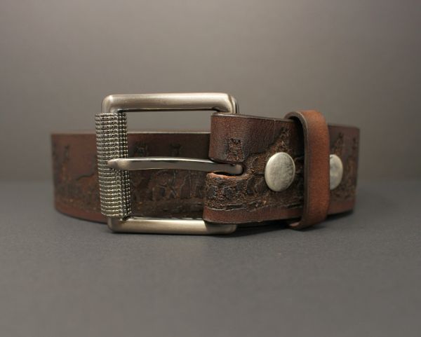 BI341 HORSE FAMILY BROWN- 100% HORSE HIDE FULL-GRAIN LEATHER BELT ...