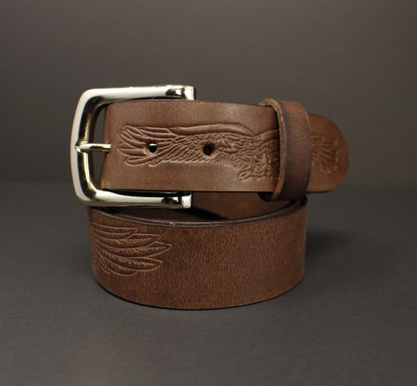 BI333 BROWN EAGLE - 100% HORSE HIDE FULL-GRAIN LEATHER BELT | Black ...