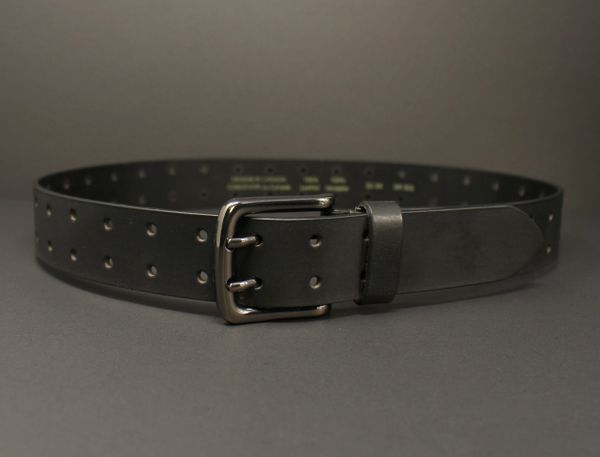 BI503 BLACK DOUBLE HOLE - 100% HORSE HIDE FULL-GRAIN LEATHER BELT ...