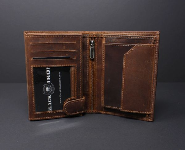 BW224H -RFID DISTRESSED FULL GRAIN LEATHER BI-FOLD WALLET | Black Iron ...