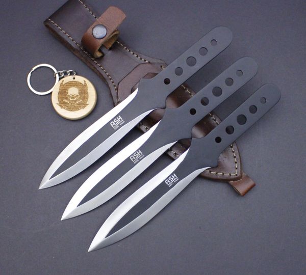 BI02-1 MULTI COLOUR 440C STEEL SET OF THREE HANDMADE THROWING KNIVES 10 ...