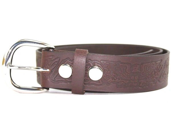 BI275 BROWN EAGLE- 100% HORSE HIDE FULL-GRAIN LEATHER BELT | Black Iron ...