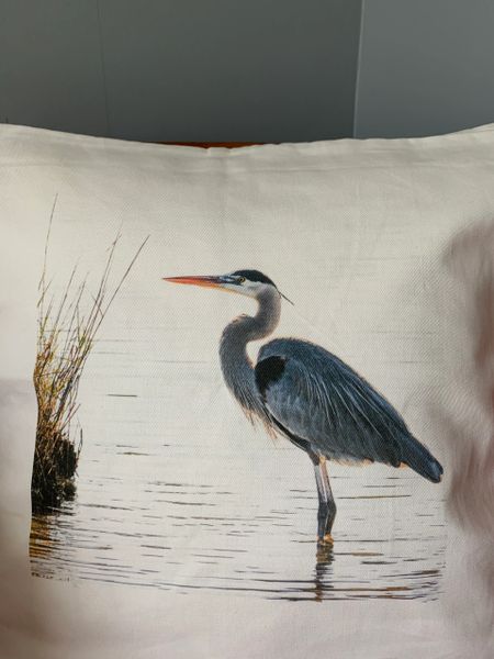 blue heron pillow