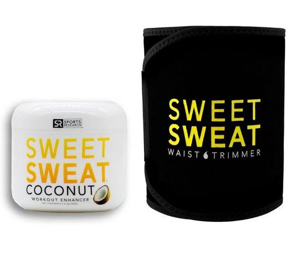Sweet Sweat Coconut Jar 99g + Waist Trimmer Belt Black
